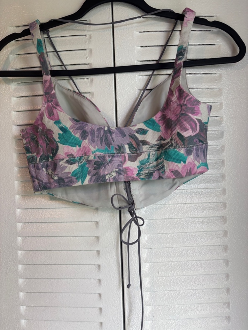 For Love & Lemons Floral Corset Crop Top XS β Lace-Up Bustier Summer Chic - Picture 5 of 10